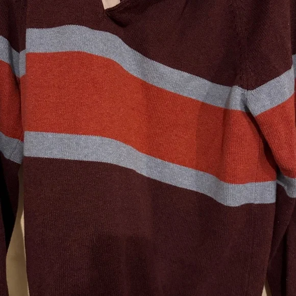 LL BEAN Men's Wicked Soft Cotton/Cashmere Sweater, Rugby Polo, Stripe - Picture 4 of 7